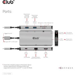 Club3D CAC-1589 USB-C 9in1-HUB HDMI/VGA/2xUSB/USB-C/RJ45/SD PD100W