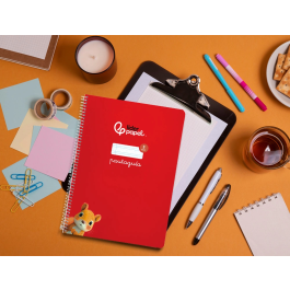 Liderpapel Cuaderno Espiral A4 Pautaguía Tapa Blanda 80 Hojas 75gr Cuadro Pautado 3mm Color Rojo