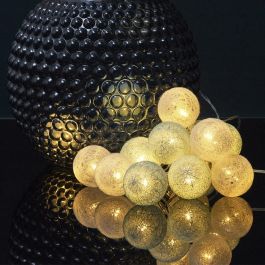 Home Deco Factory Guirnalda Luz 15 LED USB Bolas Blancas y Azules 2700K Luz Blanca Cálida