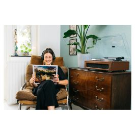 Lenco LS-430BN Tocadiscos de tracción por correa con Bluetooth, 4 altavoces integrados, 33/45 RPM, color marrón