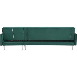 Sofá esquinero reversible de 3 plazas - Terciopelo verde - Patas de metal - L 286 x P 169 x H 80 cm - ISTANA