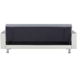 Sofá recto convertible de 3 plazas IVANA - Tela y PU gris oscuro y blanco - Estilo moderno - L 208 x P 86 x H 80 cm