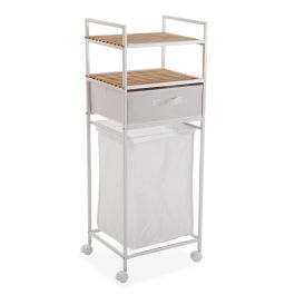 Carro con Cesta y Balda White Versa 32.5x105.5x39 cm - Bambú, Metal, Textil Precio: 39.95000009. SKU: B1K5QMFFYQ