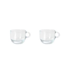 LAV Set de 4 Tazas de Café Ares Apilables, 9 cl (5.5 x 5.5 x 8 cm) - Colección Ares (6 Cajas)