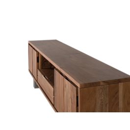Giner y Colomer Mueble TV Acacia Natural con Metal Plateado 4 Puertas 1 Cajón