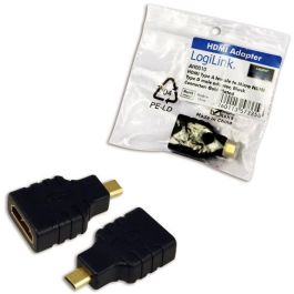 LogiLink Adaptador HDMI a micro HDMI Macho/Hembra Negro - Conectores chapados en oro para alta velocidad de transferencia de datos