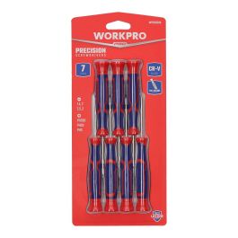 Workpro Juego de Destornilladores de Precisión 7 Piezas 3 Phillips + 4 Planos Cuerpo Cromo-Vanadio Punta Magnética Mango Ergonómico