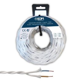 Edm Carrete cable paralelo textil trenzado h07v-k 2 x 2,50 mm² blanco, 25 m