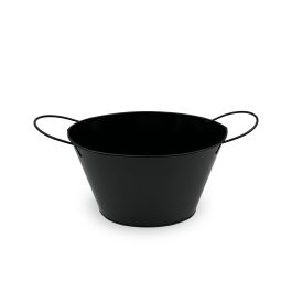 Inde Cubo Metal Ovalado con Asa de Metal Negro 20 cm My Bar (Ancho: 15.1 cm, Alto: 16 cm, Largo: 28 cm) (12 Unidades)