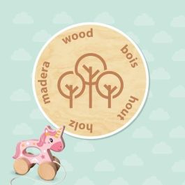 Ses Creative SES8710341131371 Unicornio de madera 2 en 1 para empujar y tirar rosa