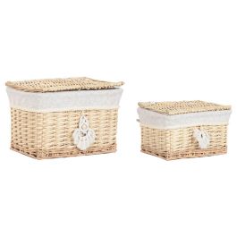 DKD Home Decor Cesta Boho Natural Mimbre/Poliéster Set de 2 - 26 x 25 x 36 cm Precio: 27.50000033. SKU: B13W278W7S