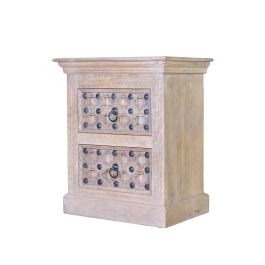 Giner y Colomer Mesita de Madera de Mango Natural con Detalles en Bronce y Cajones Precio: 411.3879. SKU: B1DYAFMNFQ