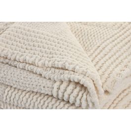 DKD Home Decor Manta de Sofá de Punto, Poliéster Urban, Crudo, 170 x 130 cm, 450 gsm (2 Unidades)