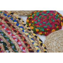 DKD Home Decor Alfombra Pokara Indio Multicolor 160 x 160 cm Algodón Yute Poliéster