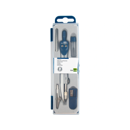 Liderpapel Compás Escolar Articulado con Minas de 2 mm, Sacapuntas y Tiralíneas, Longitud 12,5 cm