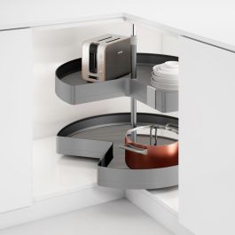 Emuca Juego de bandejas giratorias Harmony 3/4, Módulo ancho 800mm, Altura regulable, Acero y Madera, Gris antracita