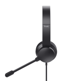 Trust Auriculares Ayda Estéreo con Micrófono, Cancelación de Ruido Ambiental, Cable USB, Negro