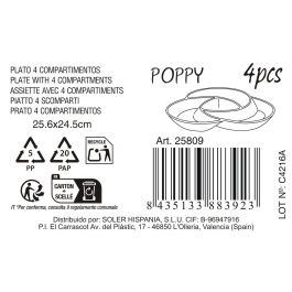 Plato 4 Compartimentos 25.6x24.5 cm Popp - Inde (12 Unidades) Plato 4 Compartimentos 25.6x24.5 cm Popp - Inde (12 Unidades)