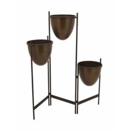 DKD Home Decor Macetero Vintage de Metal Cobrizo Negro, 26.5 cm Largo x 105 cm Alto x 35 cm Ancho