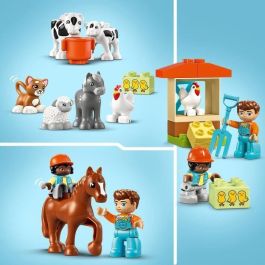 LEGO 10416 DUPLO My Town Cuidando Animales de Granja, Juguete Educativo para Bebés, Casa, Minifiguras de Caballos