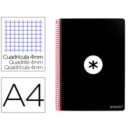 Cuaderno Espiral A4 Antartik Tapa Dura 80H 90 gr Cuadro 4 mm Con Margen Color Negro 3 unidades