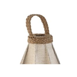 DKD Home Decor Lámpara Sobremesa Oriental de Lino y Cuerda Hecha a Mano Acabado Natural E27 25x60x25 cm Marrón Claro Crudo