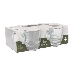 LAV Set de 4 Tazas de Café Ares Apilables, 9 cl (5.5 x 5.5 x 8 cm) - Colección Ares (6 Cajas)