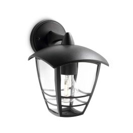 Philips Aplique exterior creek e27 60W negro IP44 luz hacia abajo pared aluminio farola
