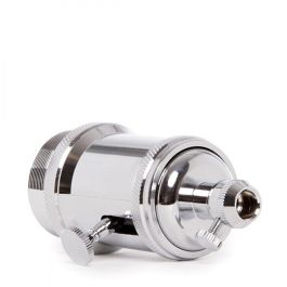 Portalámparas E27 Baquelita Interruptor Rotativo Color Cromo, 230V, Ø49.2mm para Lámparas de Diseño Vintage - AM-AH008