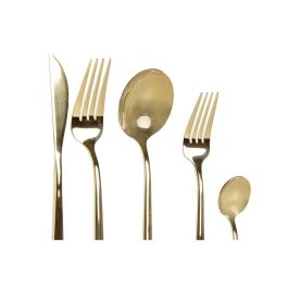 DKD Home Decor Set de 20 Piezas de Cubertería Dorado | Acero Inoxidable, Apto para Lavavajillas, Colección Chic Básicos