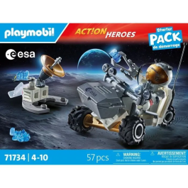 Playmobil Starter Pack Misión Espacial 71734 Juguete Astronauta Explora Luna Vehículo Intergaláctico +4 Años