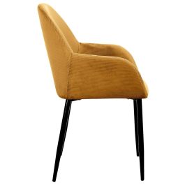 Home Deco Factory Butaca Mostaza Giulia - Estilo Escandinavo, Tapizado de Terciopelo, Patas de Metal