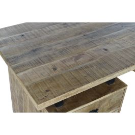 DKD Home Decor Escritorio Home Office Natural Negro 160x80x75cm con 2 Cajones, Madera de Mango y Metal