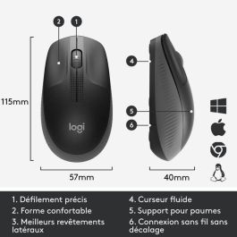 Logitech M190 Ratón Inalámbrico RF Full-Size Ergonómico 1000 dpi, Batería 18 Meses, para Manos Medianas/Grandes