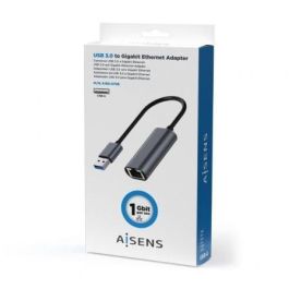 Adaptador USB 3.0 Aisens A106-0708/ USB Macho - RJ45 Hembra/ 15cm/ Gris