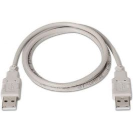 Cable USB 2.0 Aisens A101-0021/ USB Macho - USB Macho/ Hasta 2.5W/ 60Mbps/ 1m/ Beige