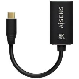 Conversor Aisens A109-0690/ USB Tipo-C Macho - DisplayPort Hembra/ Hasta 27W/ 1250Mbps/ 15cm/ Negro