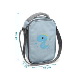 KioKids Bolso Merienda Dino Azul - Bolsa Térmica Infantil Dolci Amici, Capacidad 2.5L, Conserva Calor y Frío, +0 Meses