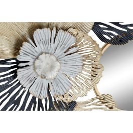 Espejo de pared DKD Home Decor Blanco Negro Dorado Hoja de planta Mediterráneo 74 x 6 x 75 cm