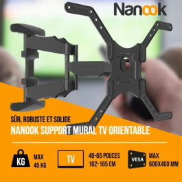 Nanook NAN1687441841782 Soporte de pared giratorio para televisores de 40 a 65 pulgadas Inclinable para LCD LED QLED OLED