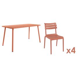 DKD Home Decor Mesa Comedor Terraza Y Jardin Terracota 70 x 75 x 140 cm Set de 4 Precio: 265.68999952. SKU: B15MVBQA7Z