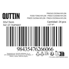 Quttin Pinzas de Nylon Negras para Cocina 31 cm (24 Unidades)