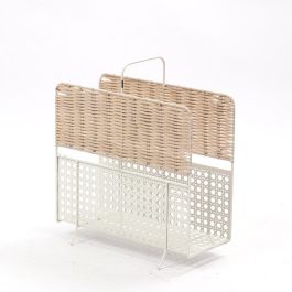 DKD Home Decor Revistero Boho de Mimbre y Metal, Tono Natural y Blanco, 36.5 x 15 x 41 cm Precio: 21.06852. SKU: S3033227