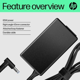 HP 65W Smart AC Adapter | Adaptador de Corriente Inteligente para Portátiles HP | Compatible con Modelos Actuales y Anteriores