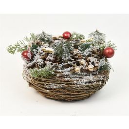 DKD Home Decor Portavela Navidad Tradicional Rojo Natural Ratán y Cristal 24 x 14 x 24 cm Precio: 8.59000054. SKU: B1AGXHH8CX