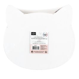 The Concept Factory Juego 2 Cajas Cartón Gato Grande 25x23x8,5 cm Pequeña 16,5x15x5,5 cm