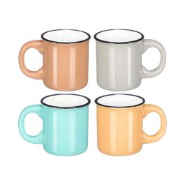 Taza Cafe 90 Ml Asa Borde Negro Surtidos Col Claros Vessia 9x6x6cm (Set de 48)