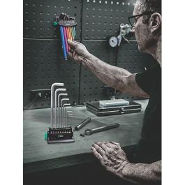 Wera 950/9 Hex-Plus 8 Juego de llaves angulares métricas cromadas