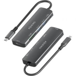 Aisens ASUC-6P023-GR Docking USB-C 6 en 1 con HDMI 4K, Power Delivery 100W, 2xUSB 3.0 y Lector de Tarjetas SD/Micro SD para Portátil Gris