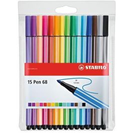 Stabilo Rotulador Pen 68 Estuche 15 Unidades (10 Colores Estándar + 5 Neón) Acuarelable Punta 1mm Trazo Brillante Precio: 13.50000025. SKU: S8420972